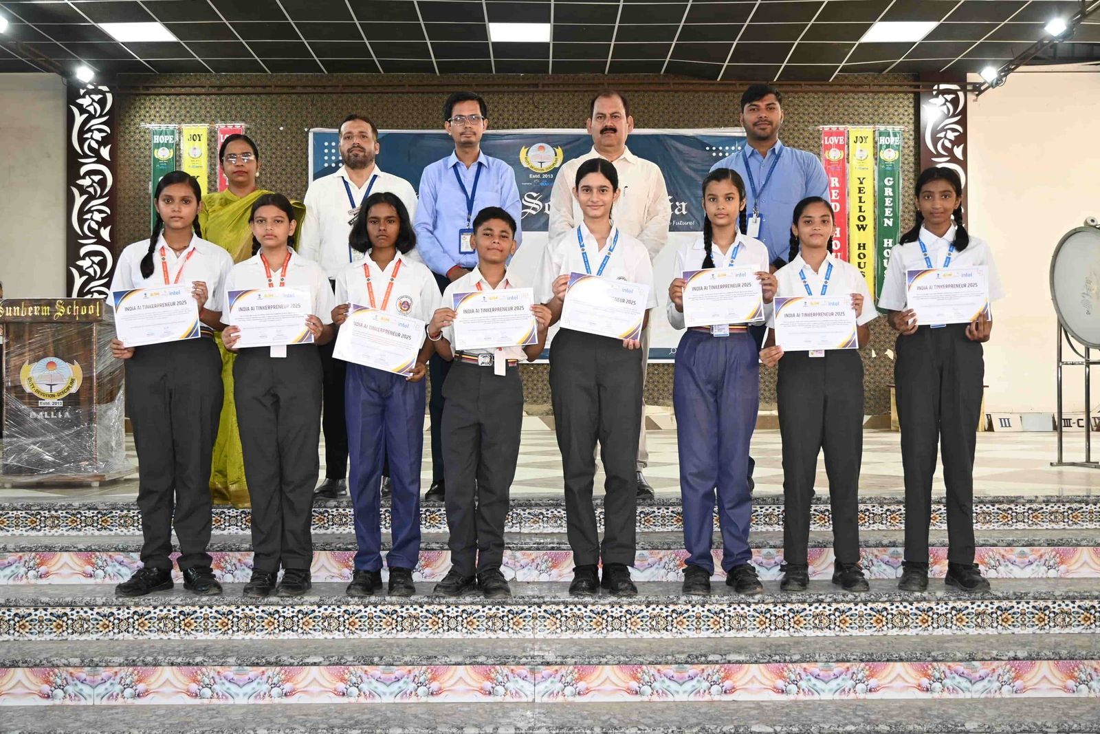 India AI Tinkerpreneur and Math Around Me certificates at Sunbeam School Ballia