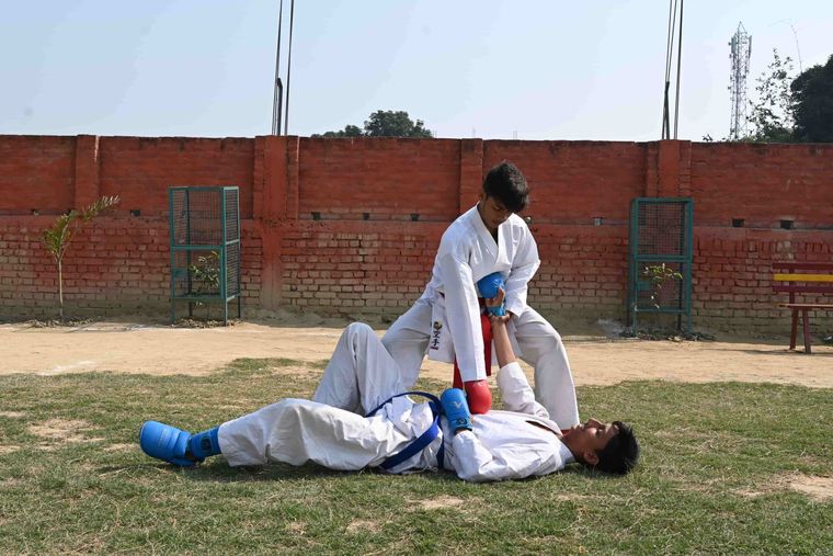 Karate on the school ground at Sunbeam School Ballia — photograph 3 of 3