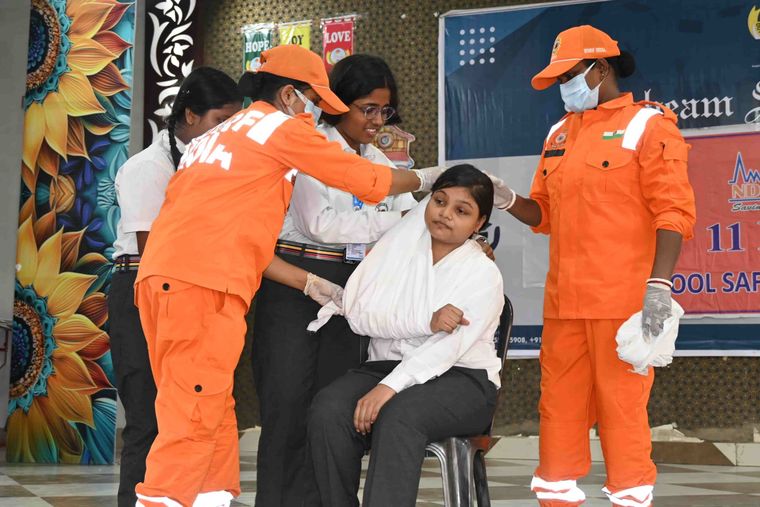 NDRF disaster-response session at Sunbeam School Ballia — photograph 6 of 21