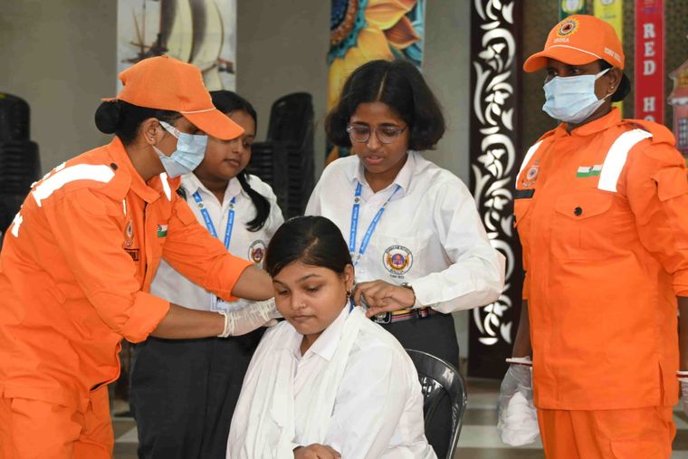 NDRF disaster-response session at Sunbeam School Ballia — photograph 7 of 21