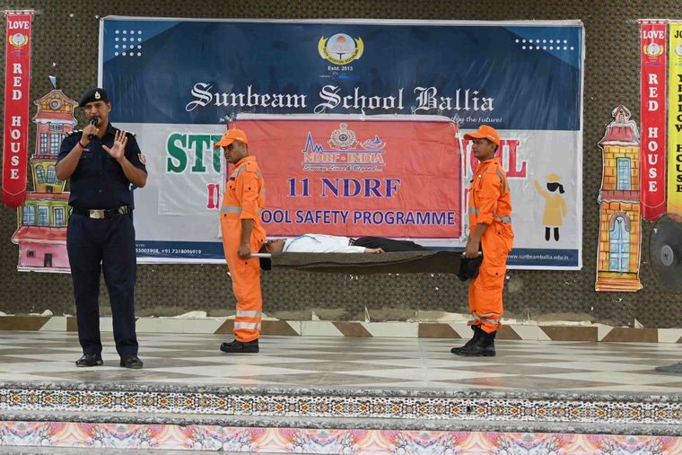 NDRF disaster-response session at Sunbeam School Ballia — photograph 9 of 21