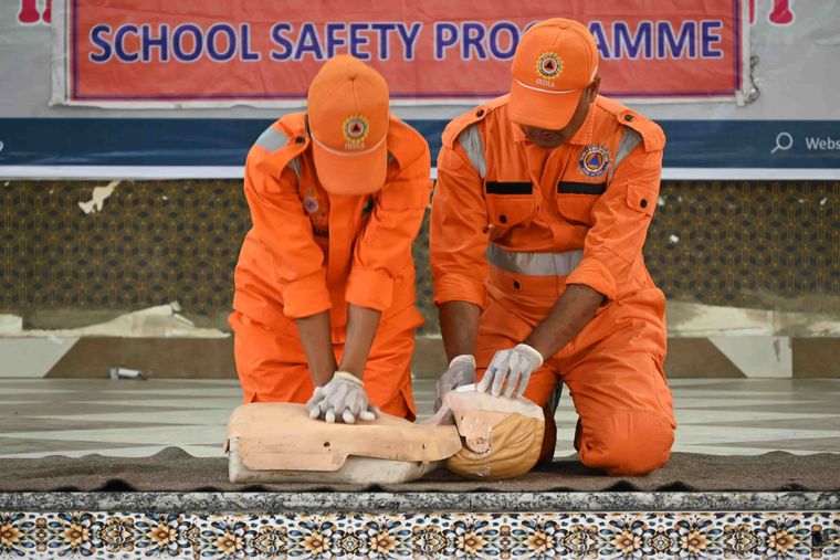 NDRF disaster-response session at Sunbeam School Ballia — photograph 14 of 21