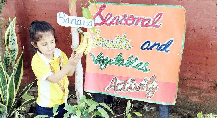 Seasonal fruits and vegetables — a KG activity at Sunbeam School Ballia — photograph 2 of 7