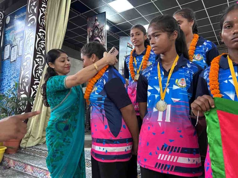The girls’ hockey team, before the CBSE Cluster at Sunbeam School Ballia — photograph 4 of 9