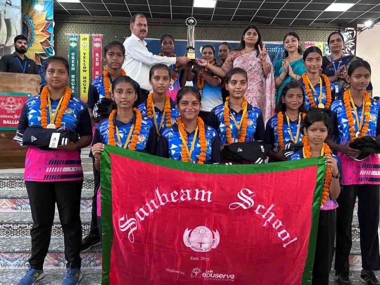 The girls’ hockey team, before the CBSE Cluster at Sunbeam School Ballia — photograph 7 of 9