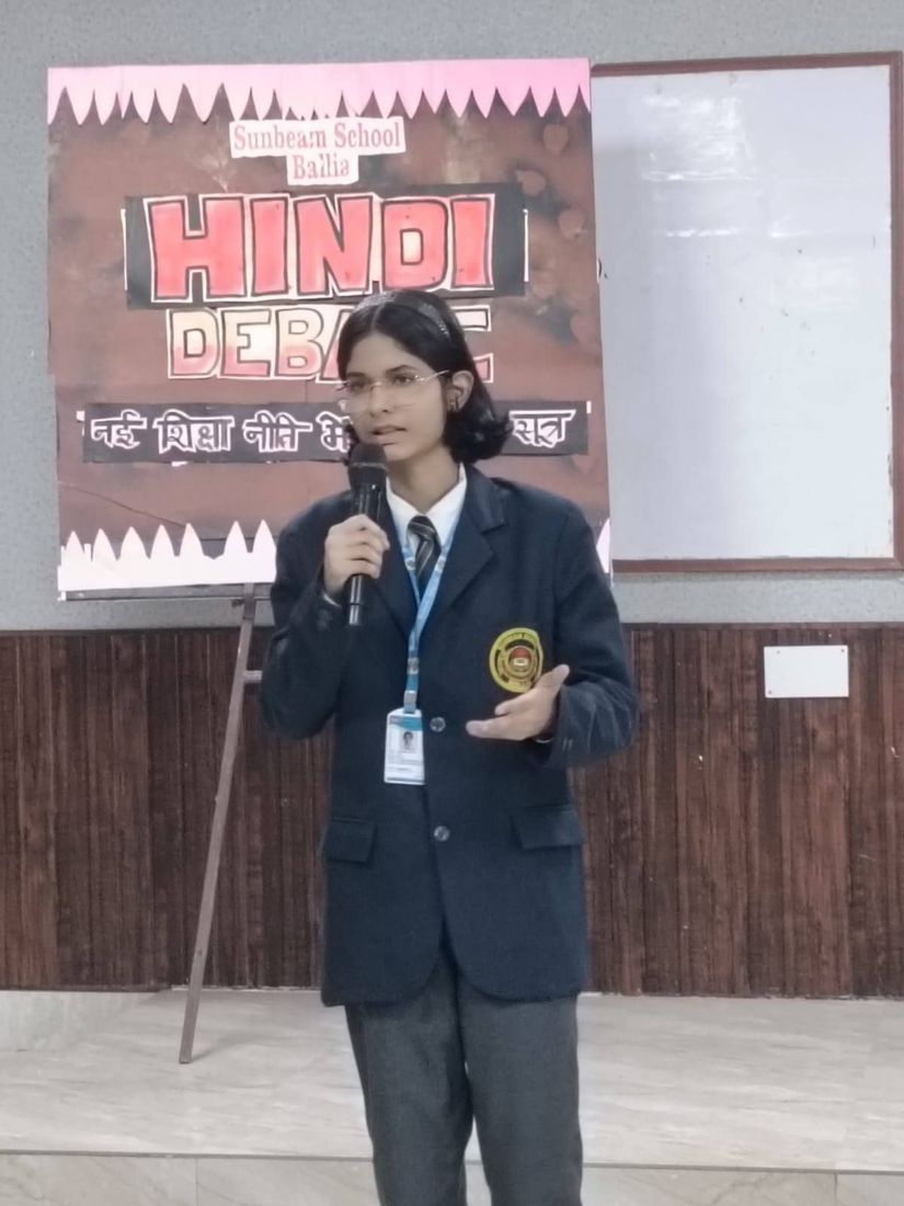 Today we held our Hindi Debate on the theme “नई शिक्षा नीति में त्रिभाषा सूत्र” at Sunbeam School Ballia — photograph 6 of 11