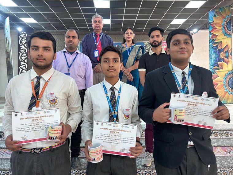 Today’s morning assembly became even more vibrant as we felicitated our brilliant students who… at Sunbeam School Ballia — photograph 4 of 5