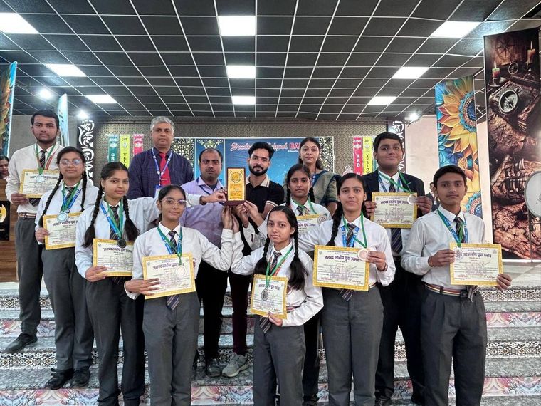 Today’s morning assembly became even more vibrant as we felicitated our brilliant students who… at Sunbeam School Ballia — photograph 5 of 5