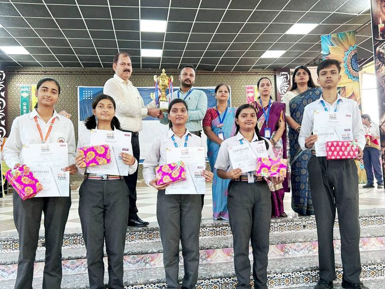 Today our winners of IPN YUVA CONCLAVE 2025 , GWALIOR EDITION were felicitated in morning assembly… at Sunbeam School Ballia — photograph 2 of 5