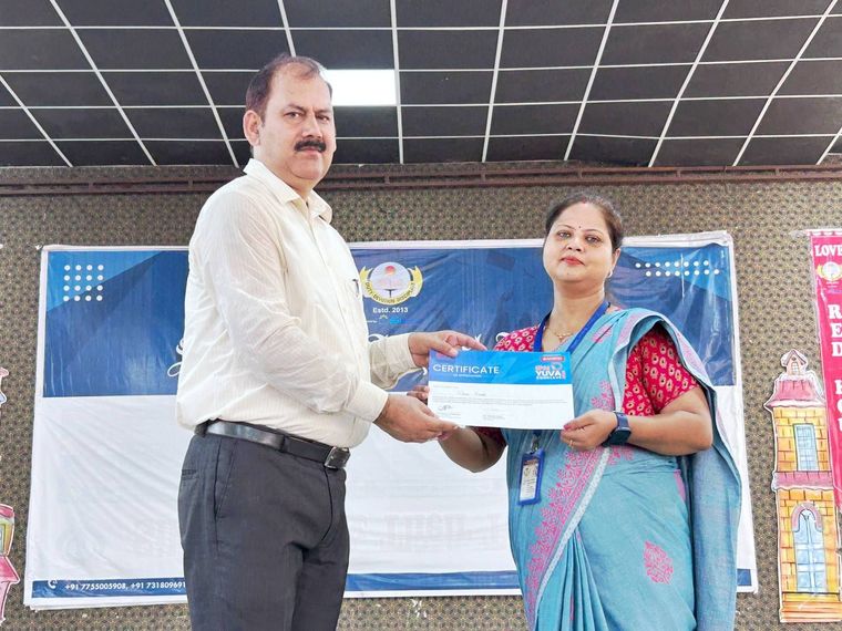 Today our winners of IPN YUVA CONCLAVE 2025 , GWALIOR EDITION were felicitated in morning assembly… at Sunbeam School Ballia — photograph 5 of 5