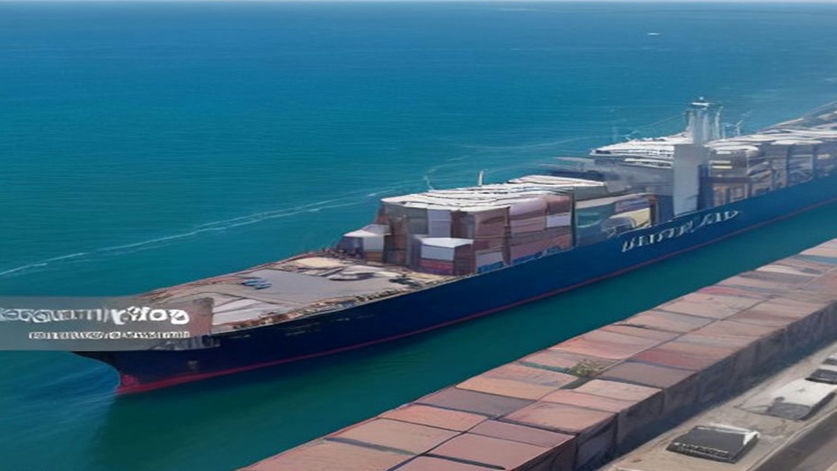 Asia-Europe shipping rates defy forecasts with October surge **Cargo container ship at port** **Suez Canal shipping lane**.