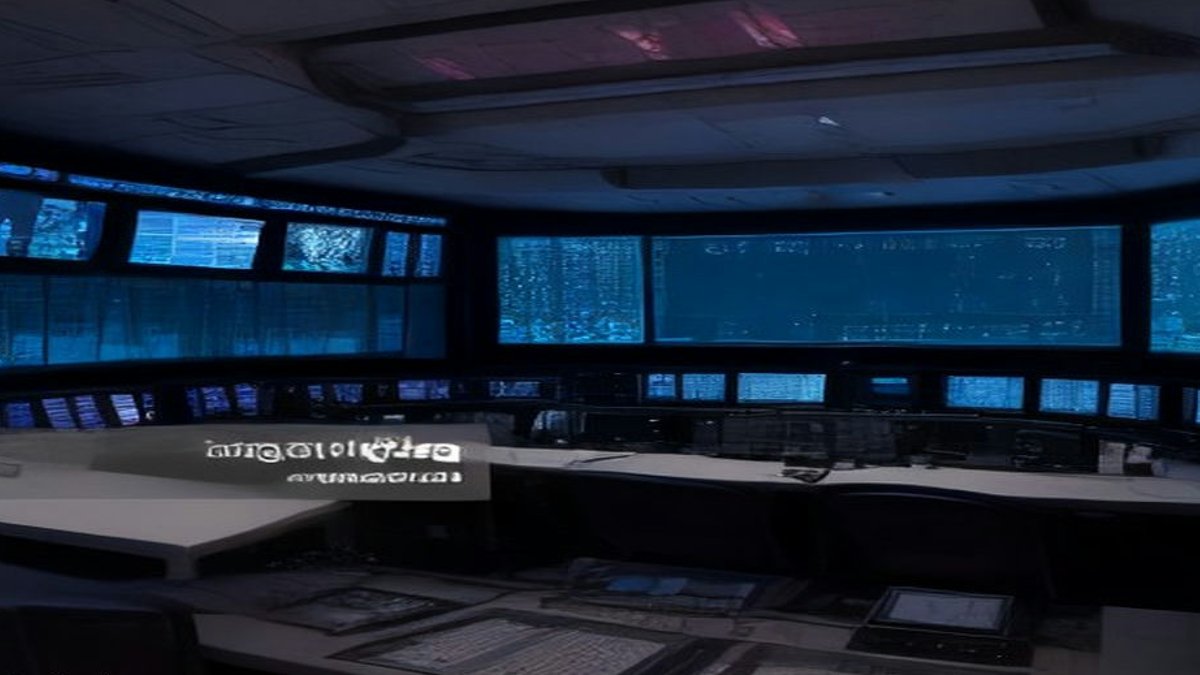 Satellite TV control room.