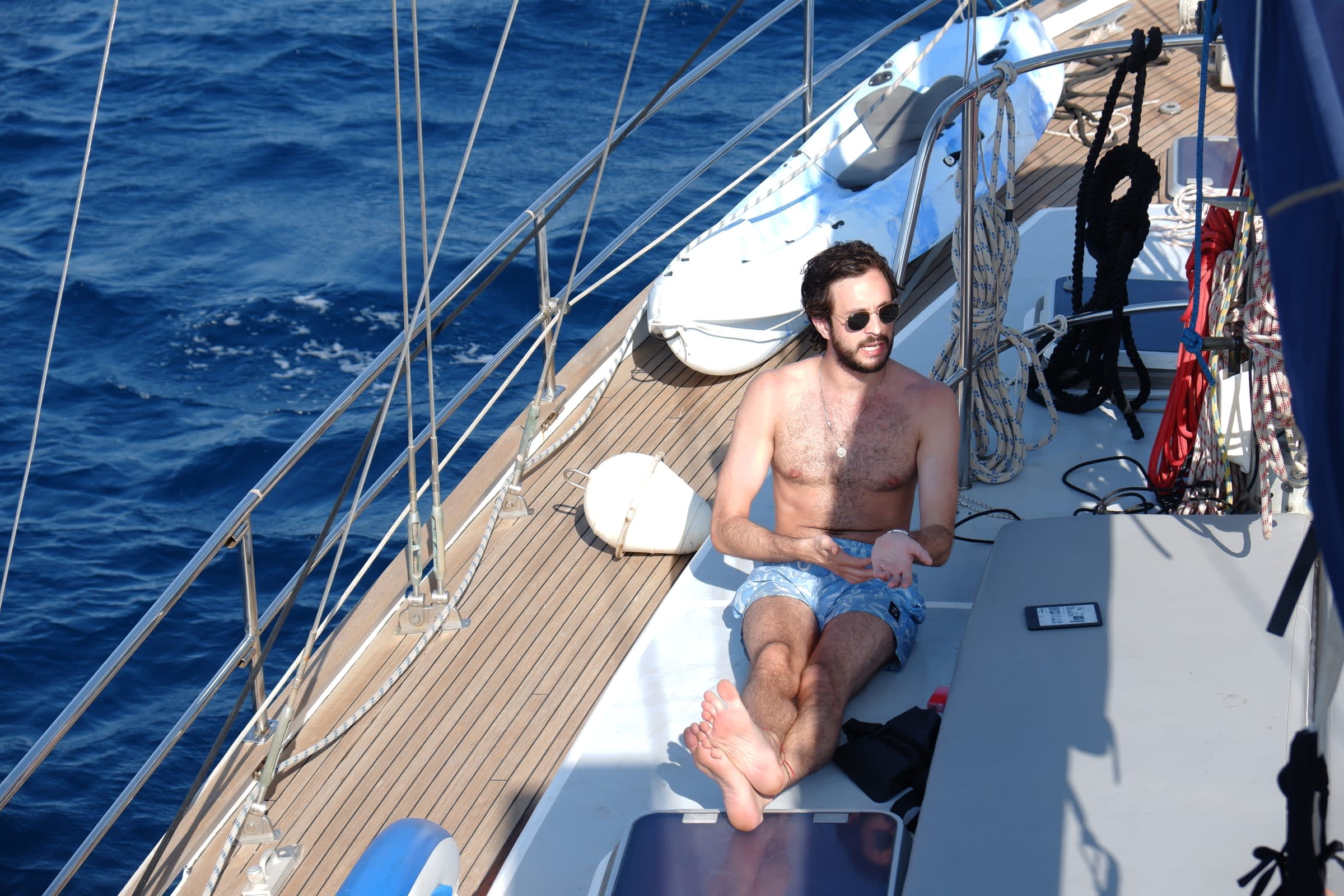 People sailing on a catamaran