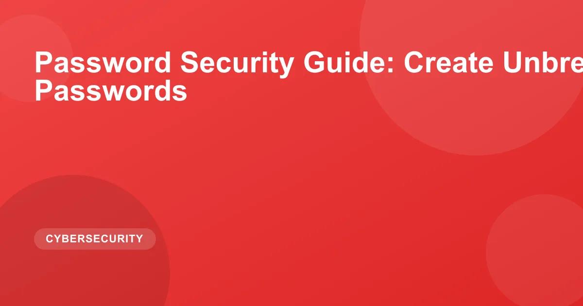 Password Security Guide: Create Unbreakable Passwords