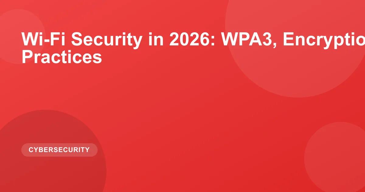 Wi-Fi Security in 2026: WPA3, Encryption, and Best Practices