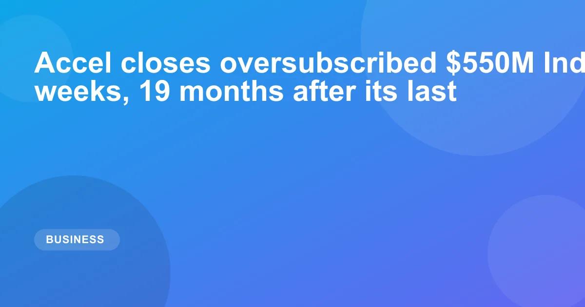 Accel closes oversubscribed $550M India fund within weeks, 19 months after its last