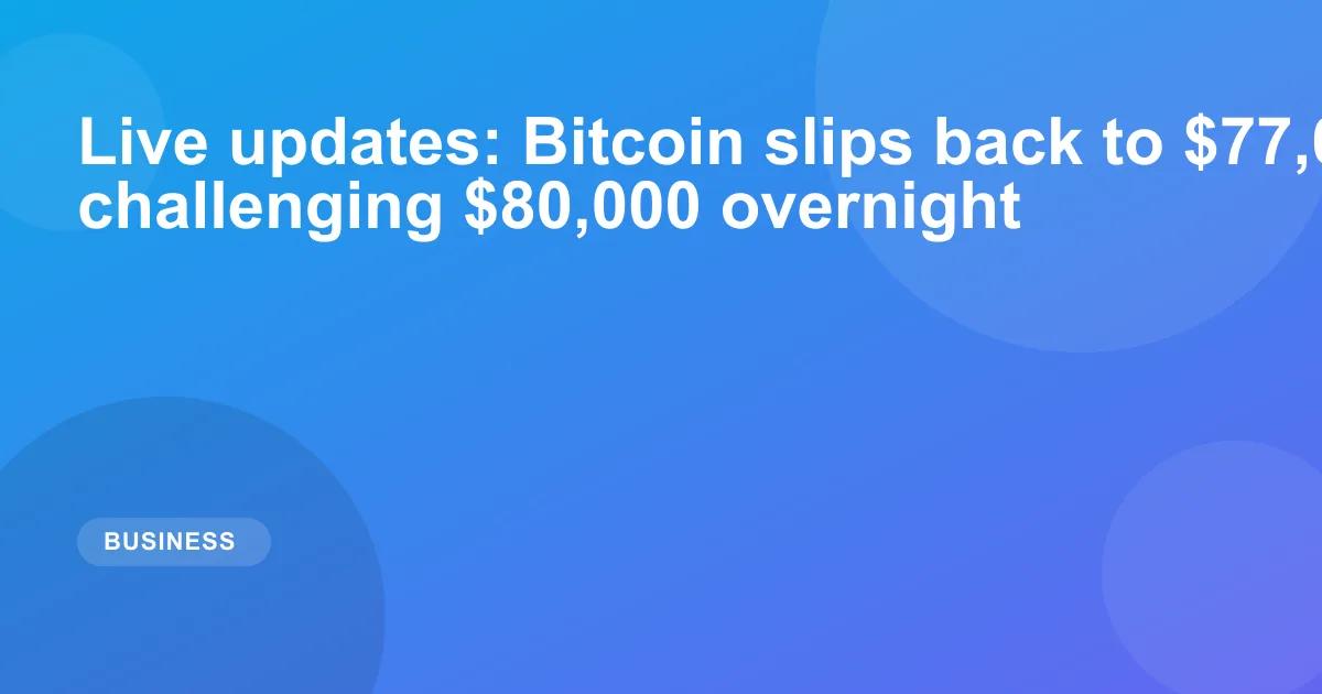 Live updates: Bitcoin slips back to $77,000 after challenging $80,000 overnight