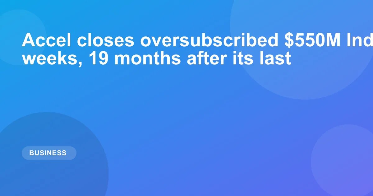 Accel closes oversubscribed $550M India fund within weeks, 19 months after its last