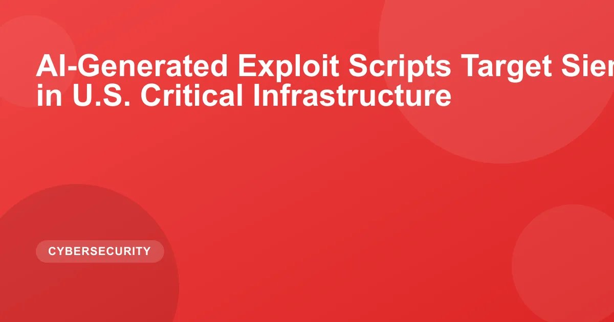 AI-Generated Exploit Scripts Target Siemens S7 PLCs in U.S. Critical Infrastructure