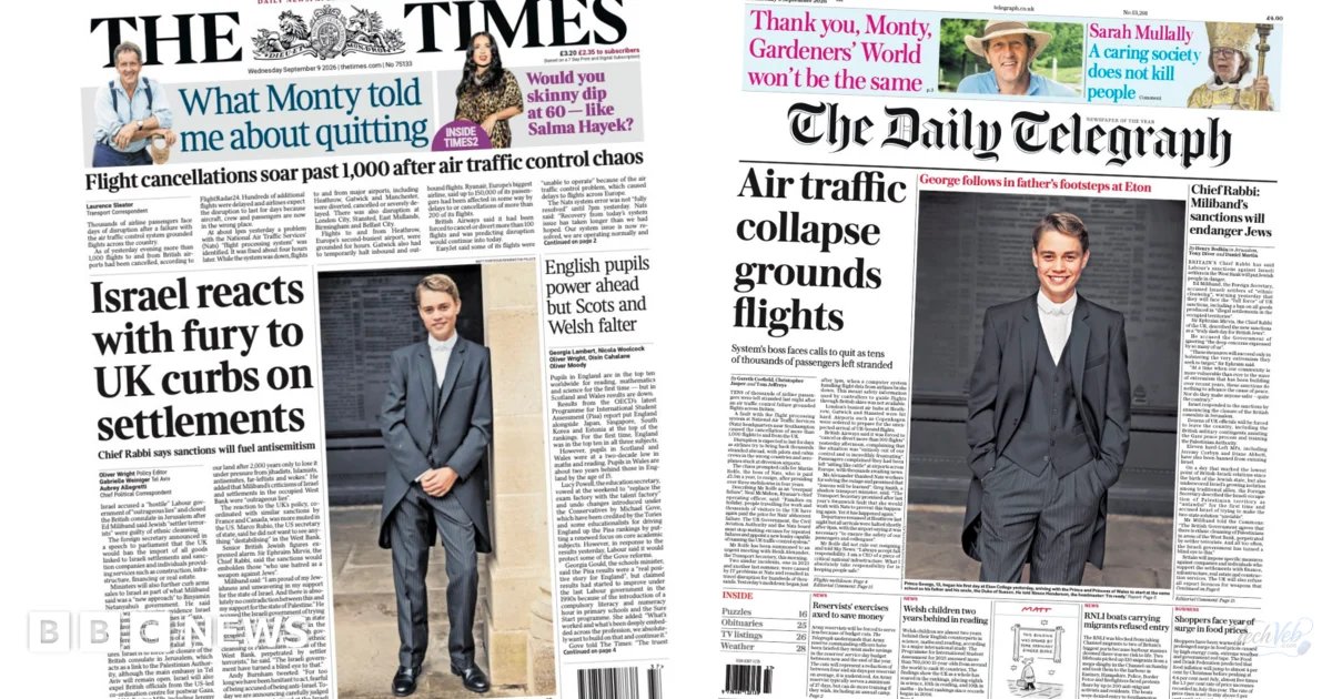 The Papers: 'Israel reacts with fury' and 'air traffic colla