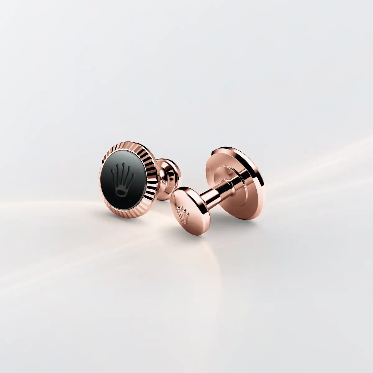 Rolex Accessoires ‘Fluted’ cufflinks in Everose gold and ceramic, A1035 - Bucherer