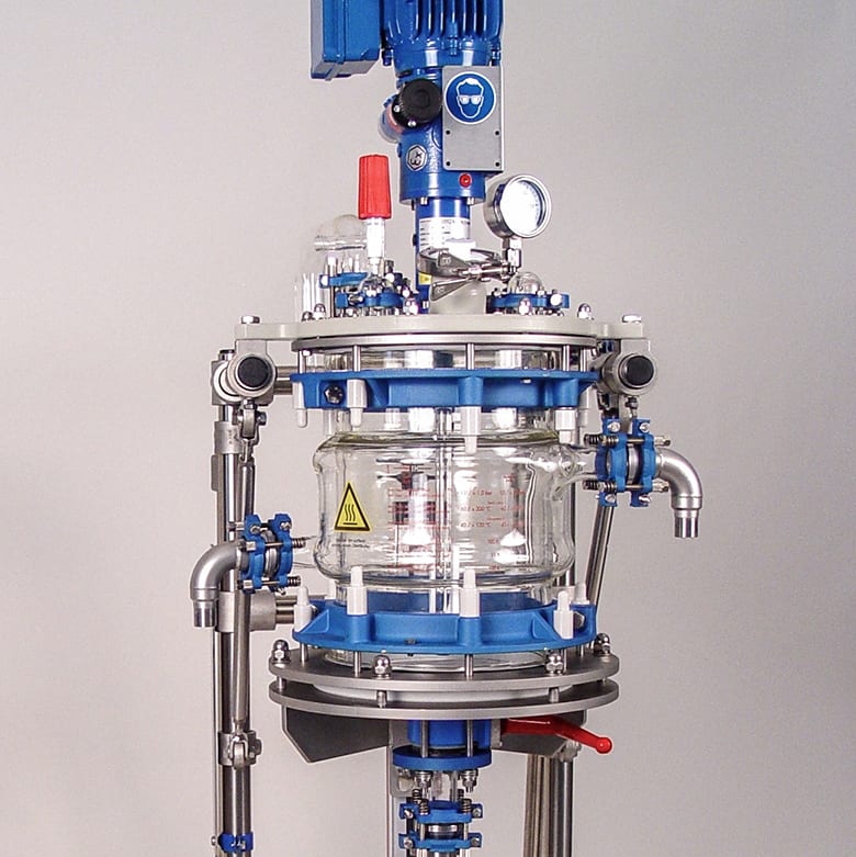 Peptide synthesizer 10 liter with heating / cooling jacket, motorized anchor stirrer, interchangeable stirrer design Peptide synthesizer 10 liter with heating / cooling jacket, motorized anchor stirrer, interchangeable stirrer design