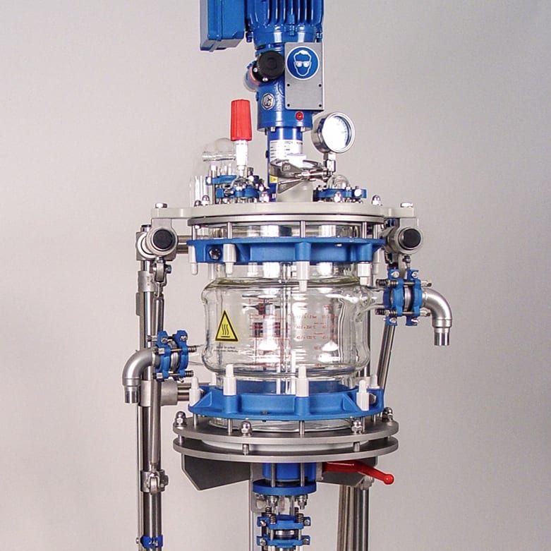 Peptide synthesizer 10 liter with heating / cooling jacket, motorized anchor stirrer, interchangeable stirrer design Peptide synthesizer 10 liter with heating / cooling jacket, motorized anchor stirrer, interchangeable stirrer design