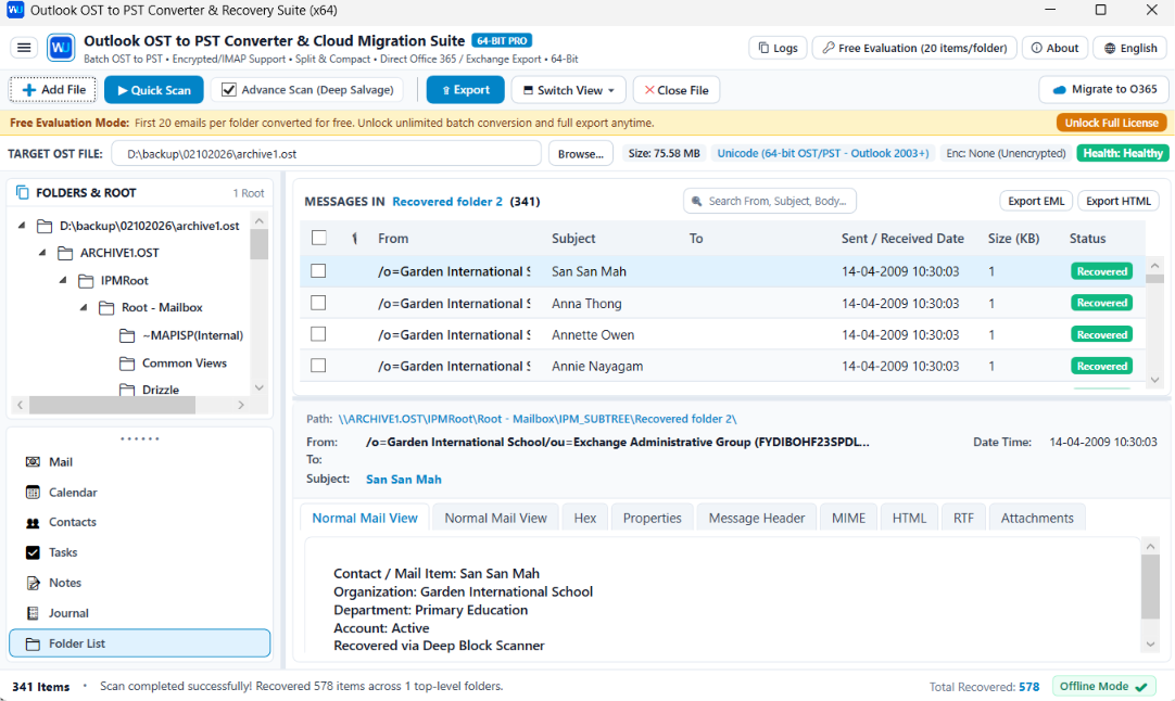 Corrupt OST to PST Converter - Export OST Data to Multiple Formats