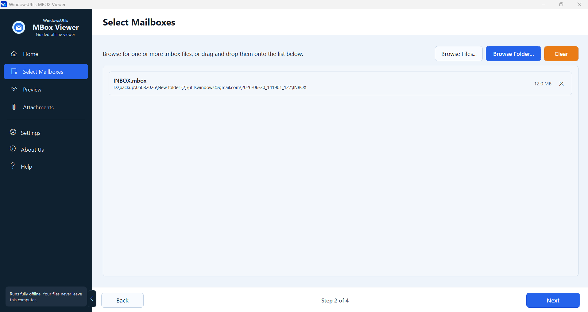 MBOX Viewer Pro - Select and Load MBOX Mailboxes