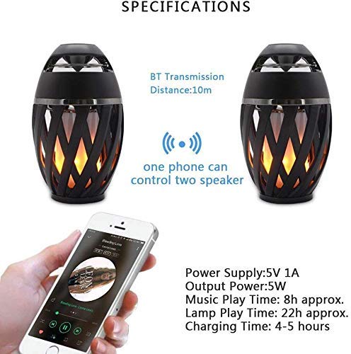 Led Flame Speaker, Torch Atmosphere Bluetooth Speakers&Outdoor Portable Stereo Speaker