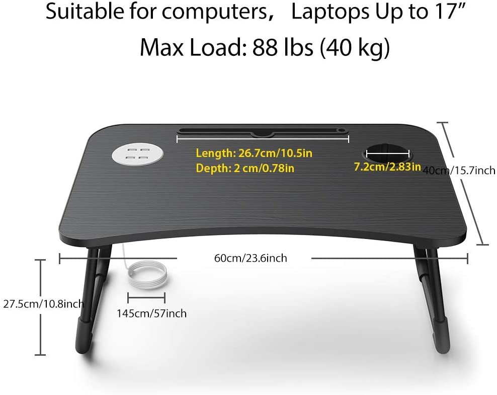 Laptop Desk Multi-Function Laptop Bed Table Stand Lap Desk with USB/Cup Holder for Bed Couch Sofa wi