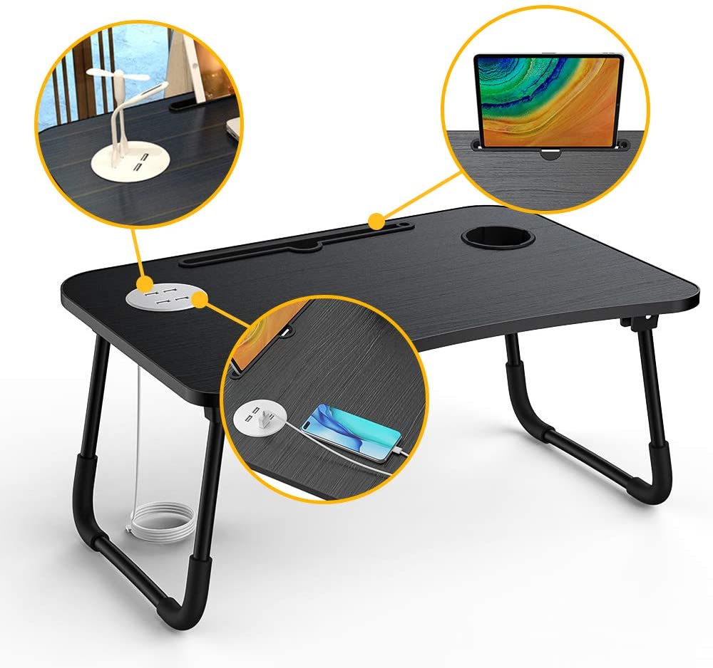 Laptop Desk Multi-Function Laptop Bed Table Stand Lap Desk with USB/Cup Holder for Bed Couch Sofa wi