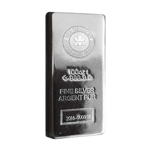 100 oz (RCM) Royal Canadian Mint Silver Bar (New)