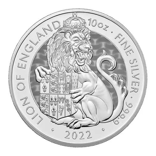 2022 10 oz British Silver Tudor Beasts Lion of England Coin (BU)