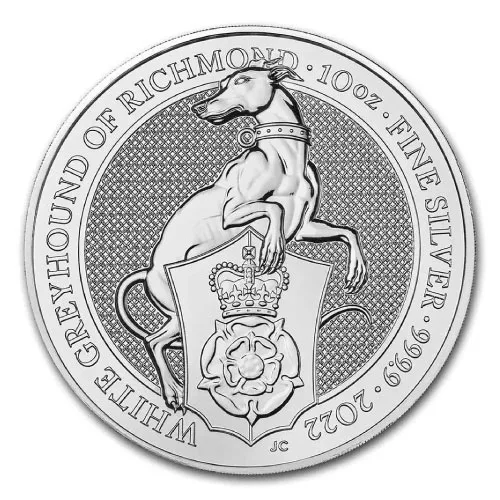 2022 10 oz British Silver Queen’s Beast White Greyhound Coin