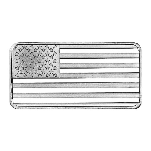 10 oz SilverTowne American Flag Silver Bar (New)