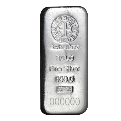 1 Kilo Argor Heraeus Cast Silver Bar (New)