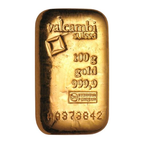 100 Gram Valcambi Gold Bar (New w/ Assay)