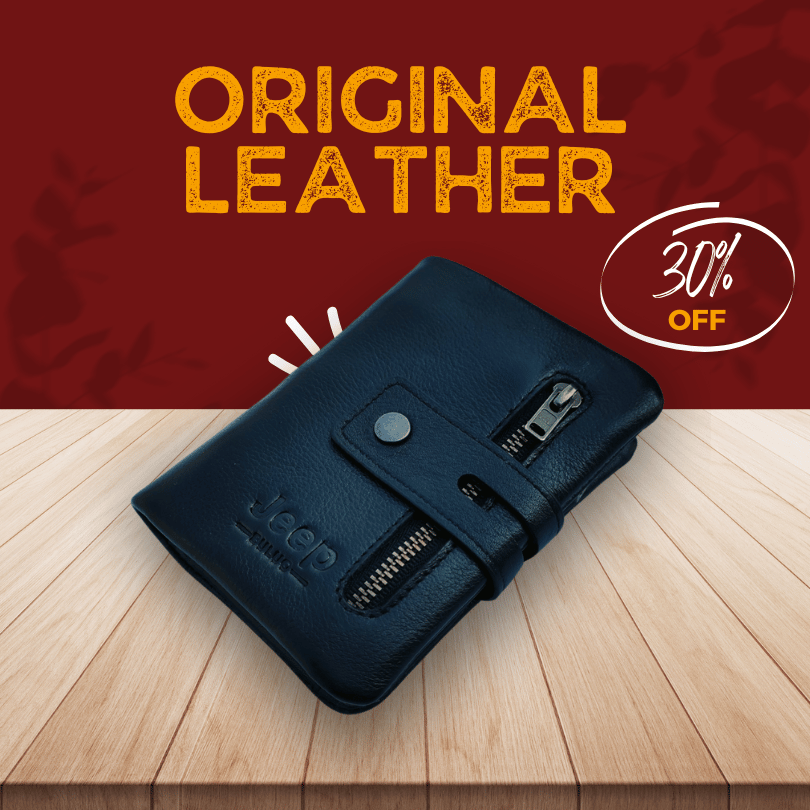 100% Original Leather Money Bag Black