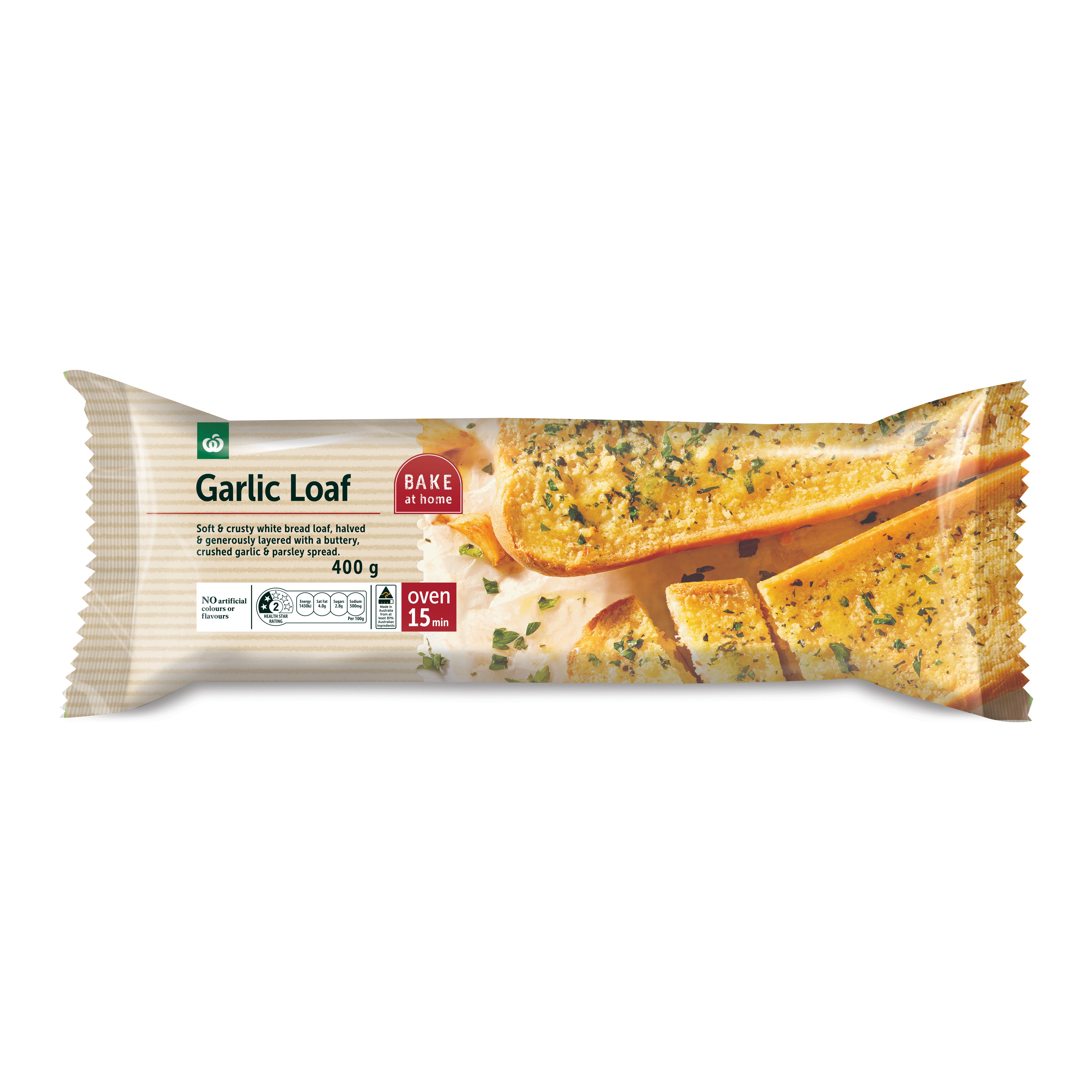 Woolworths Garlic Loaf 400g bunch
