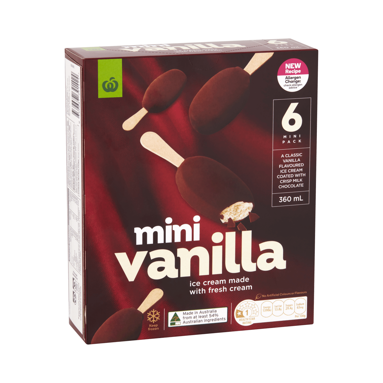 Woolworths Mini Vanilla Ice Cream 360mL 6 Pack | bunch