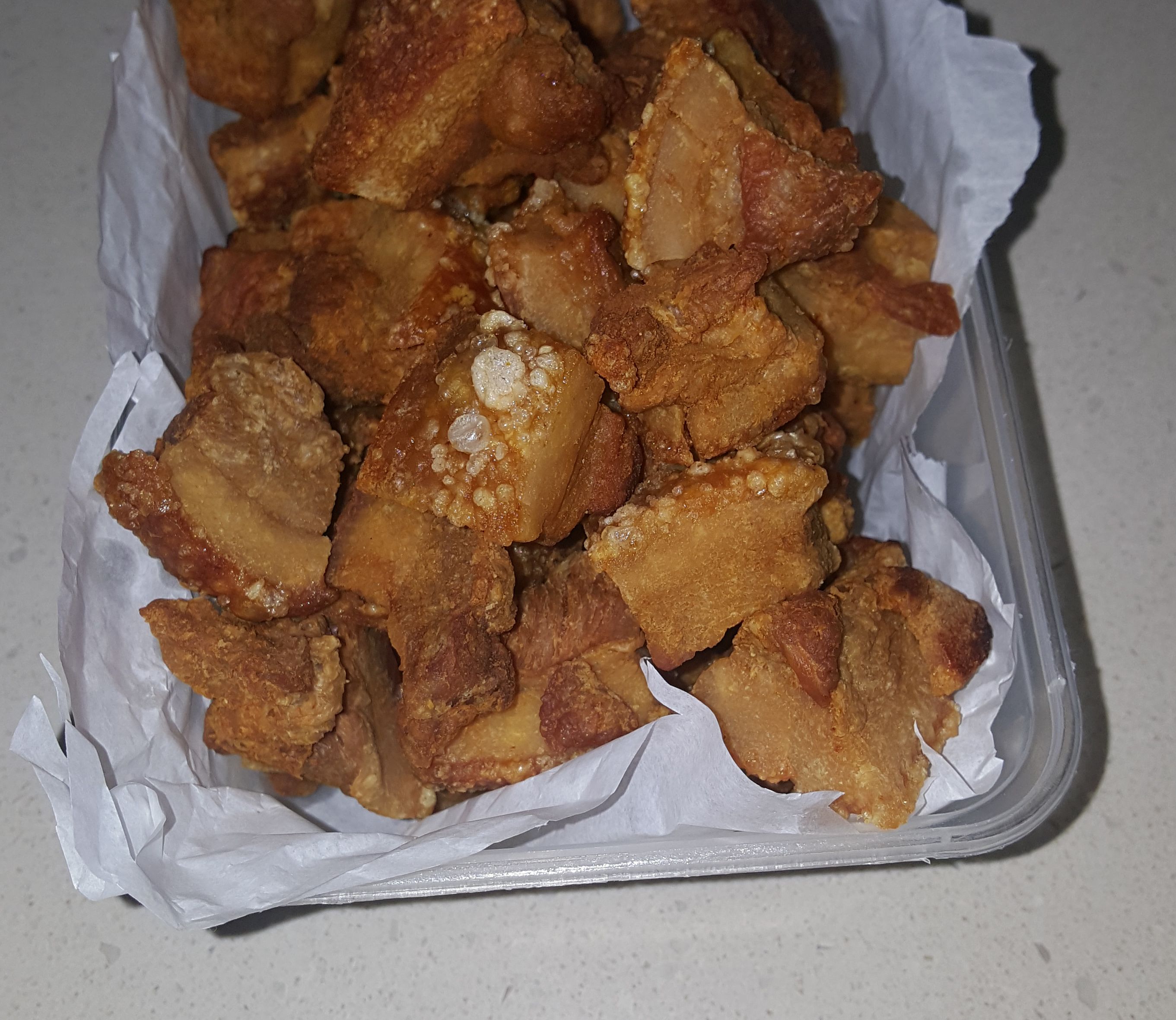 Crispy crunchy pork lard cracklings bunch