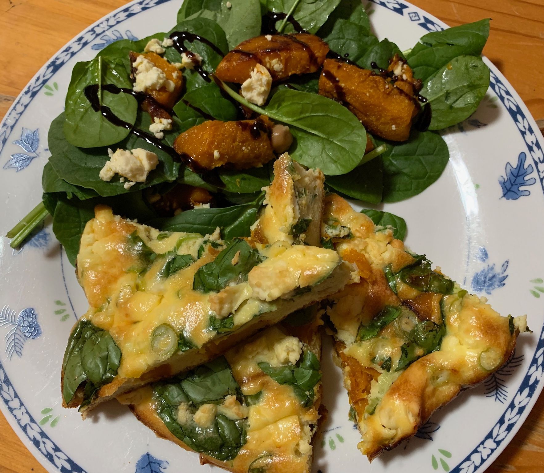 Baby spinach, roast pumpkin and feta frittata bunch