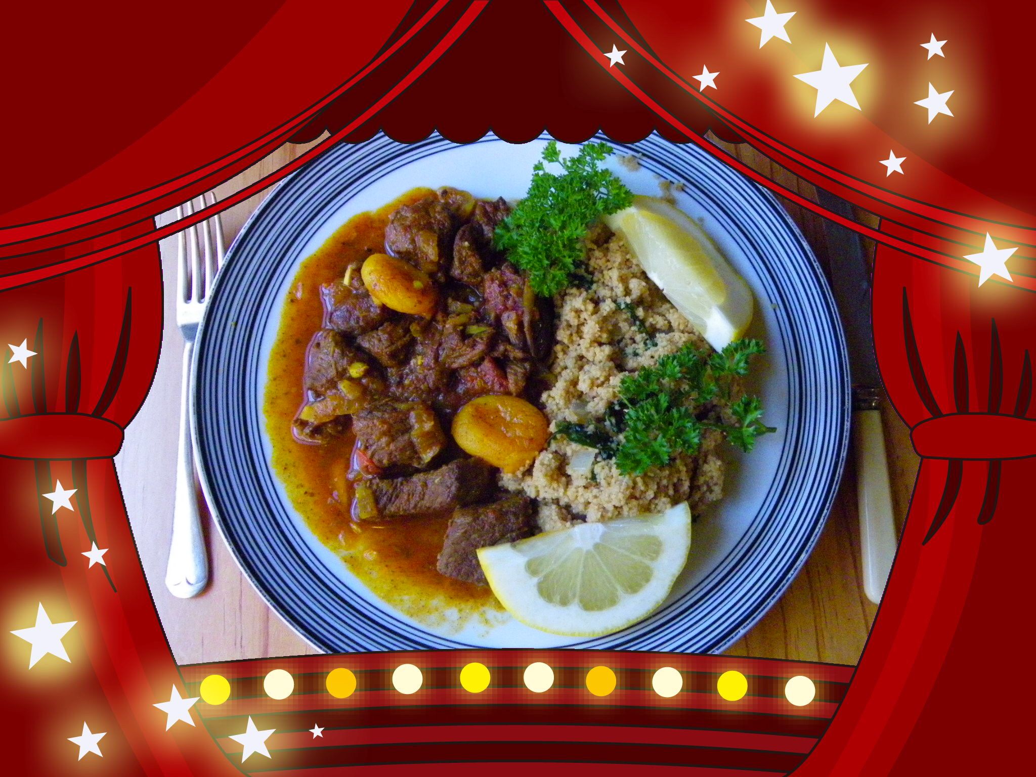 Beef Tagine with Apricots and Dates bunch