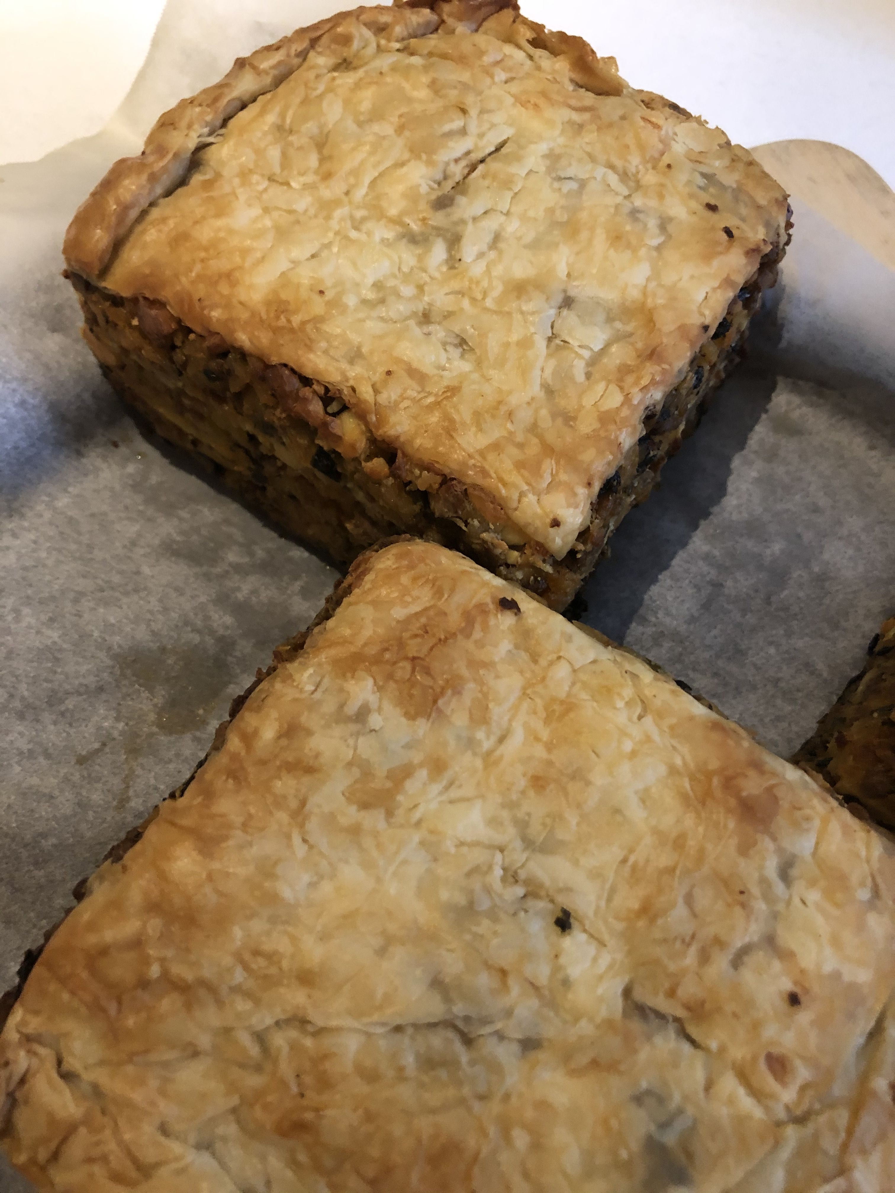 Pork and Beef Filo Pie bunch