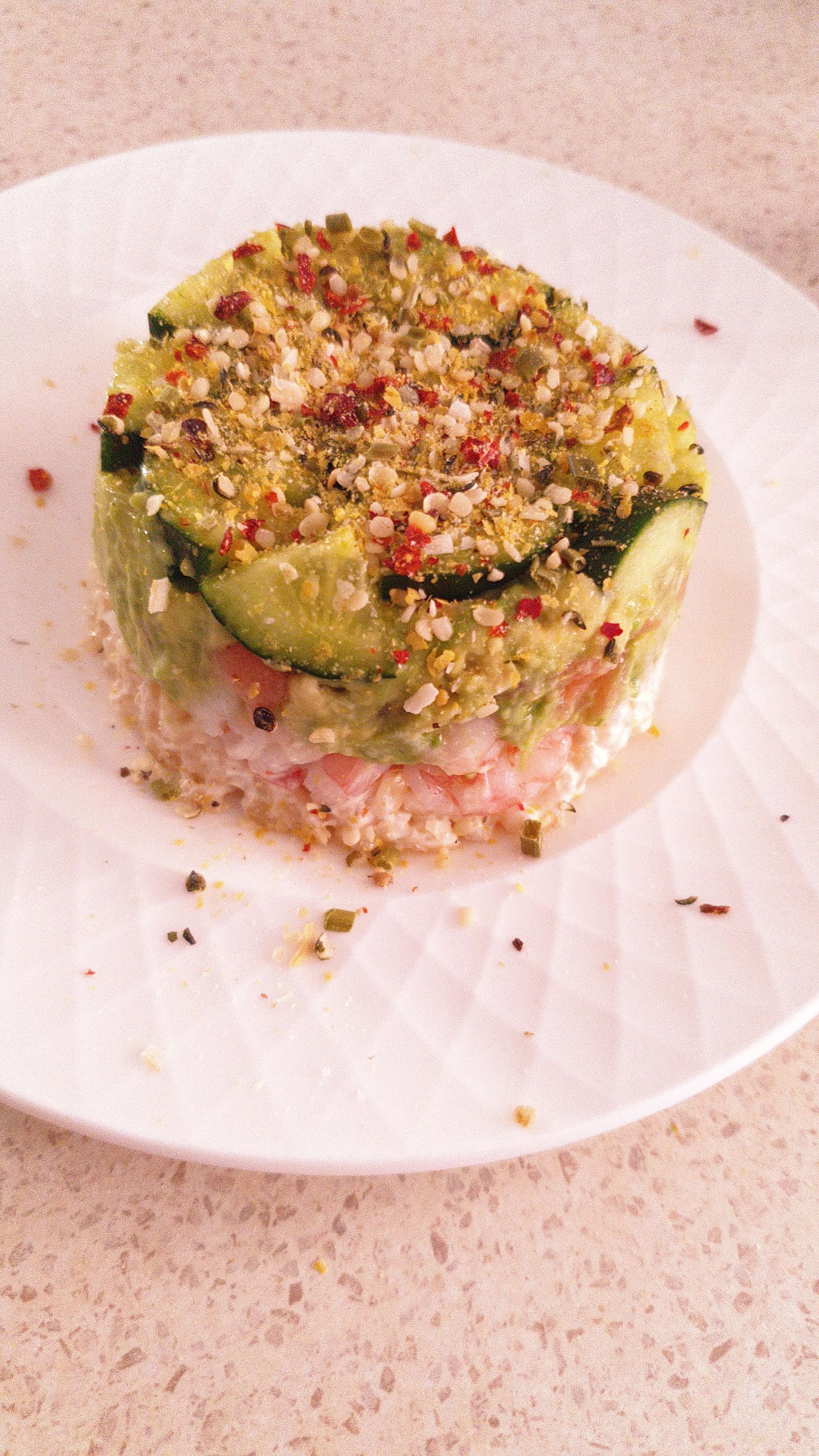 Prawn, salmon and avocado stack | bunch