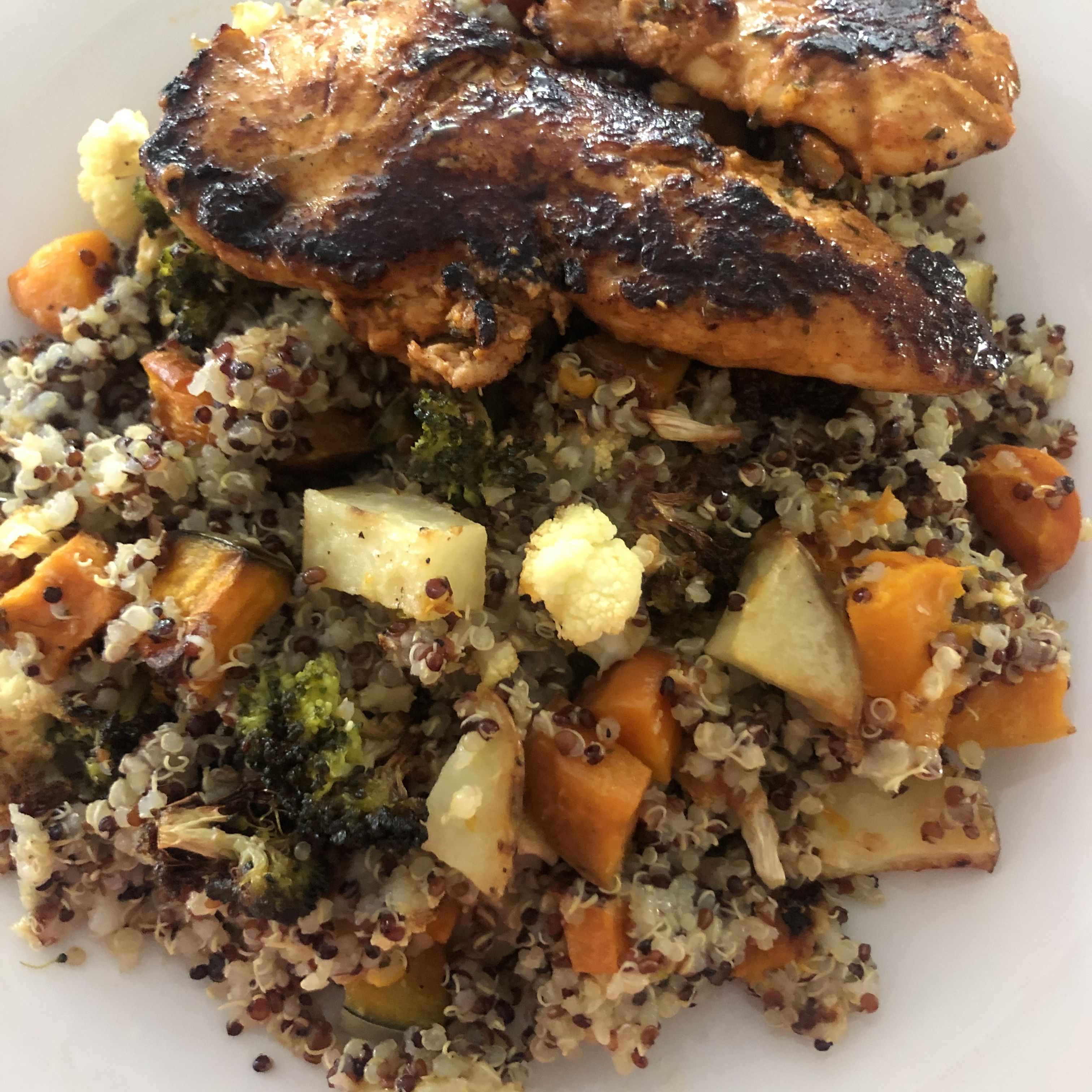 Peri Peri Chicken with Roast Vegetable Quinoa bunch