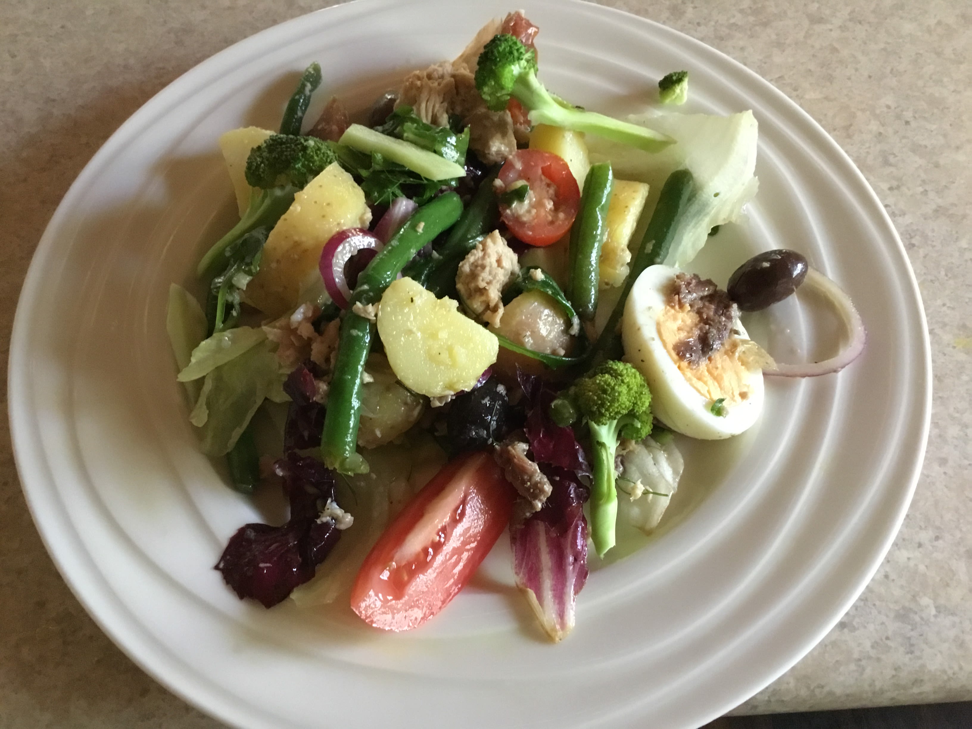 Tuna, egg, potato salad bunch