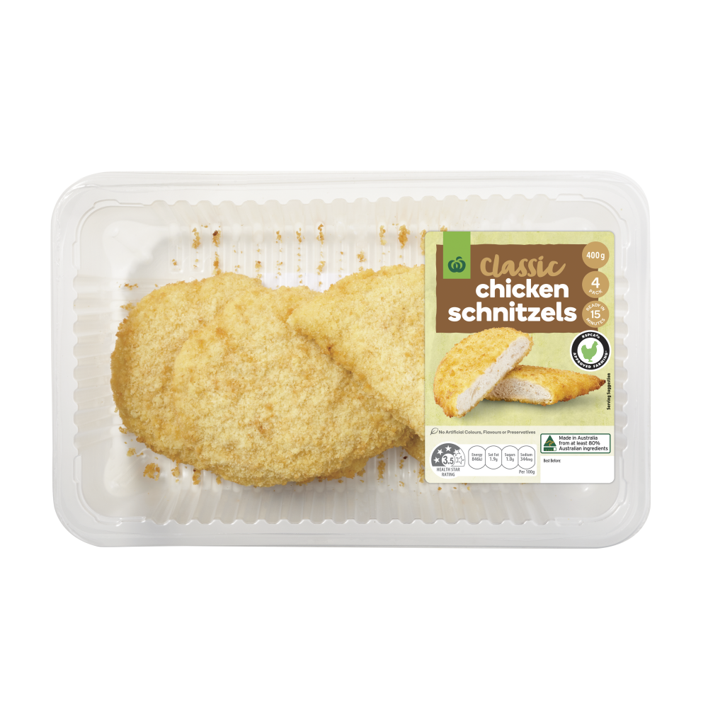 Woolworths Rspca Chicken Schnitzel 400g bunch