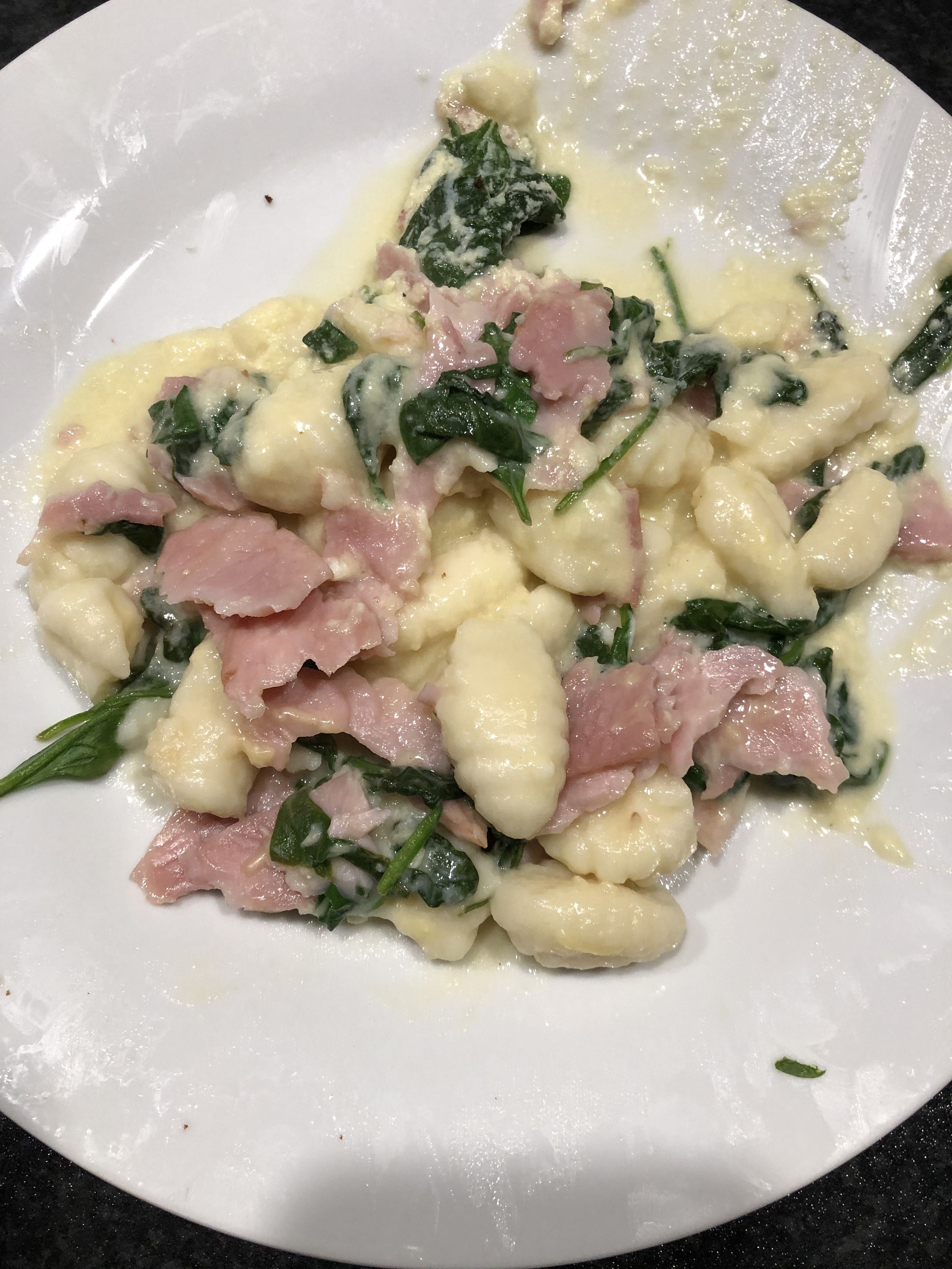 Creamy Bacon Gnocchi with Spinach bunch